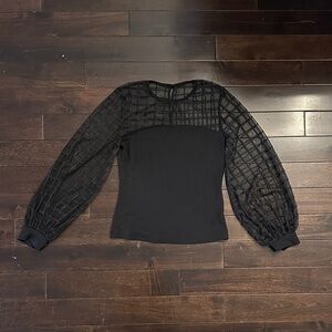 SHEIN Black Sheer Sleeve Blouse